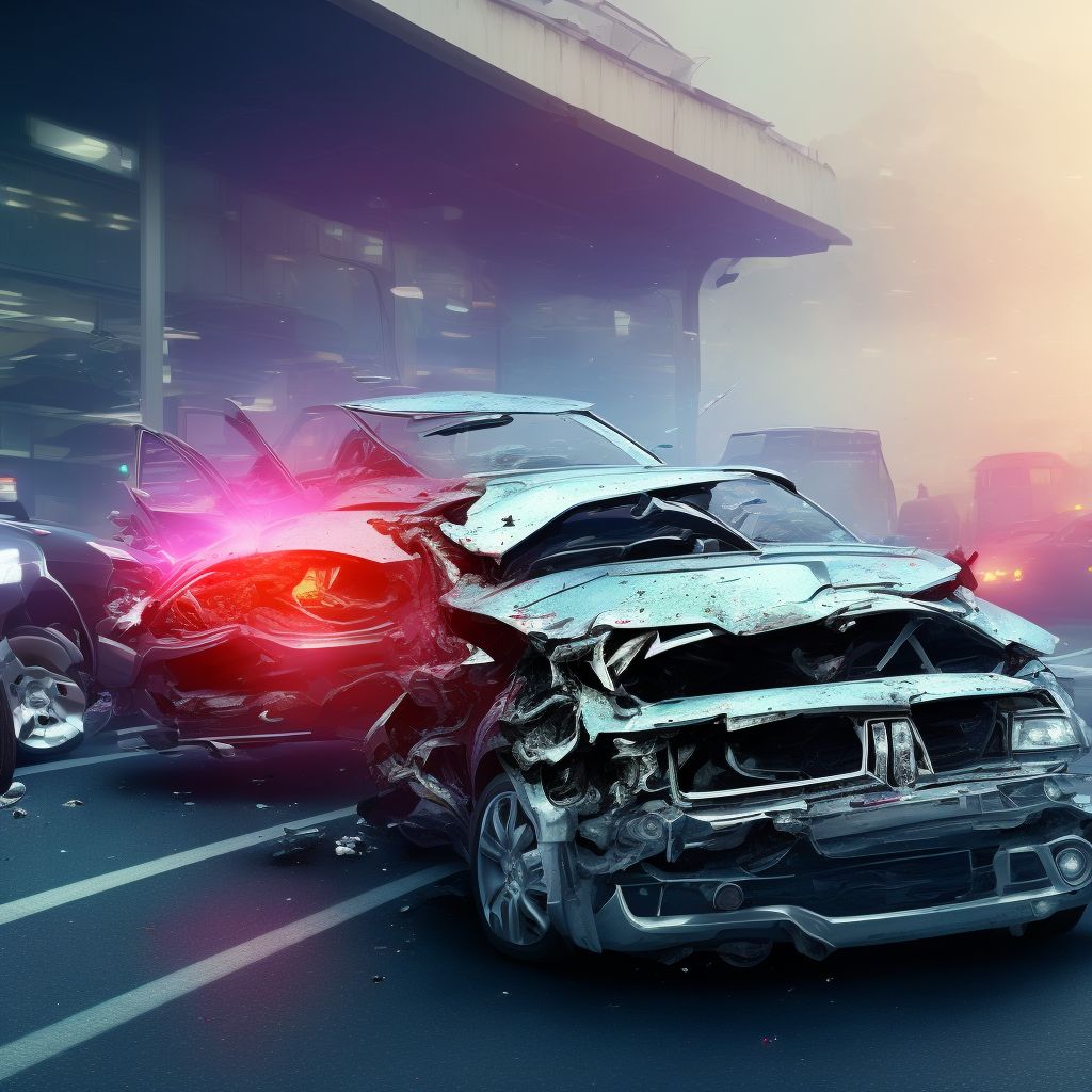 Unspecified car occupant injured in collision with pick-up truck in traffic accident, subsequent encounter digital illustration