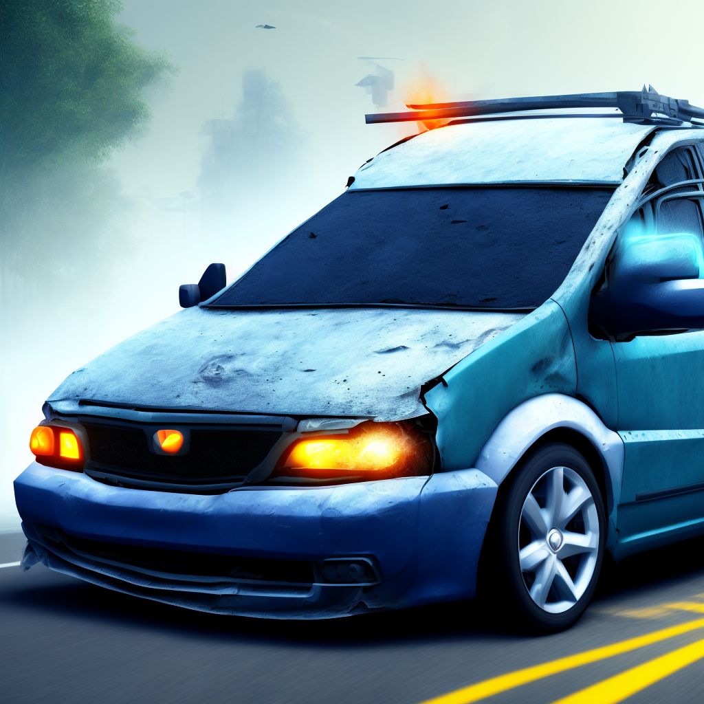 Unspecified car occupant injured in collision with van in traffic accident, subsequent encounter digital illustration