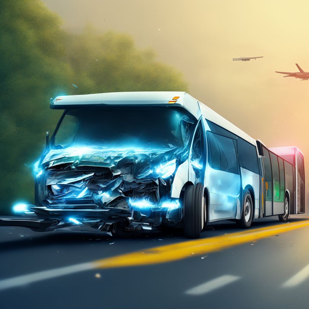 Car passenger injured in collision with heavy transport vehicle or bus in nontraffic accident, initial encounter digital illustration