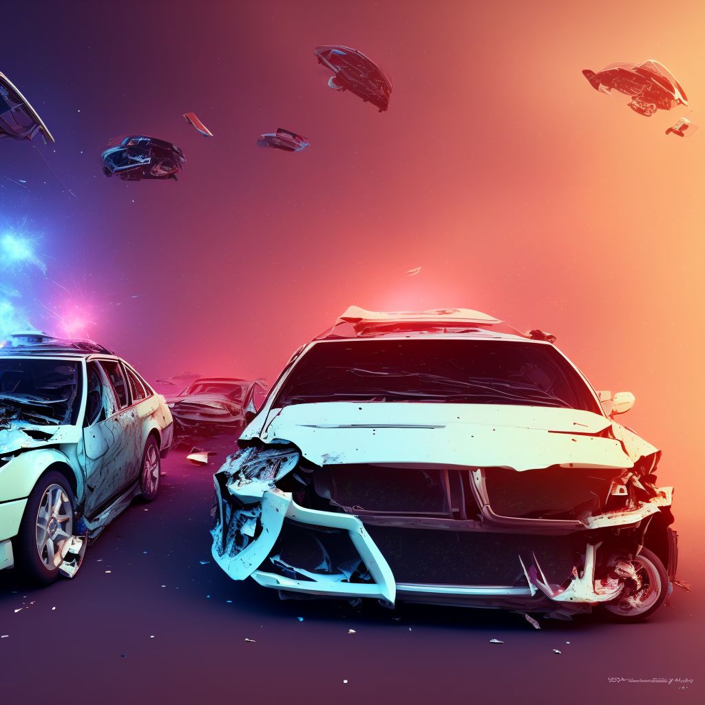 Car driver injured in collision with other nonmotor vehicle in nontraffic accident, subsequent encounter digital illustration