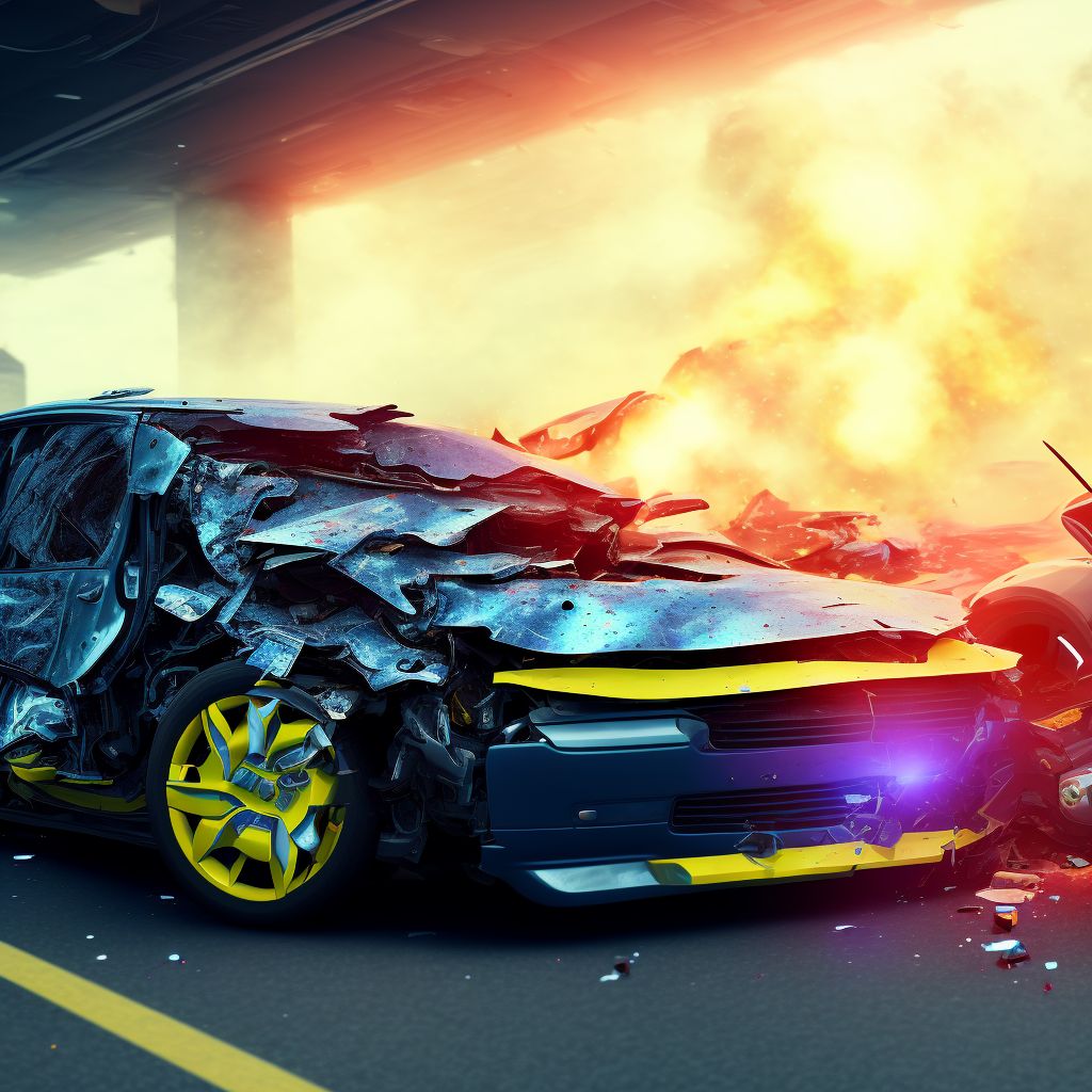 Car driver injured in collision with other nonmotor vehicle in nontraffic accident, sequela digital illustration