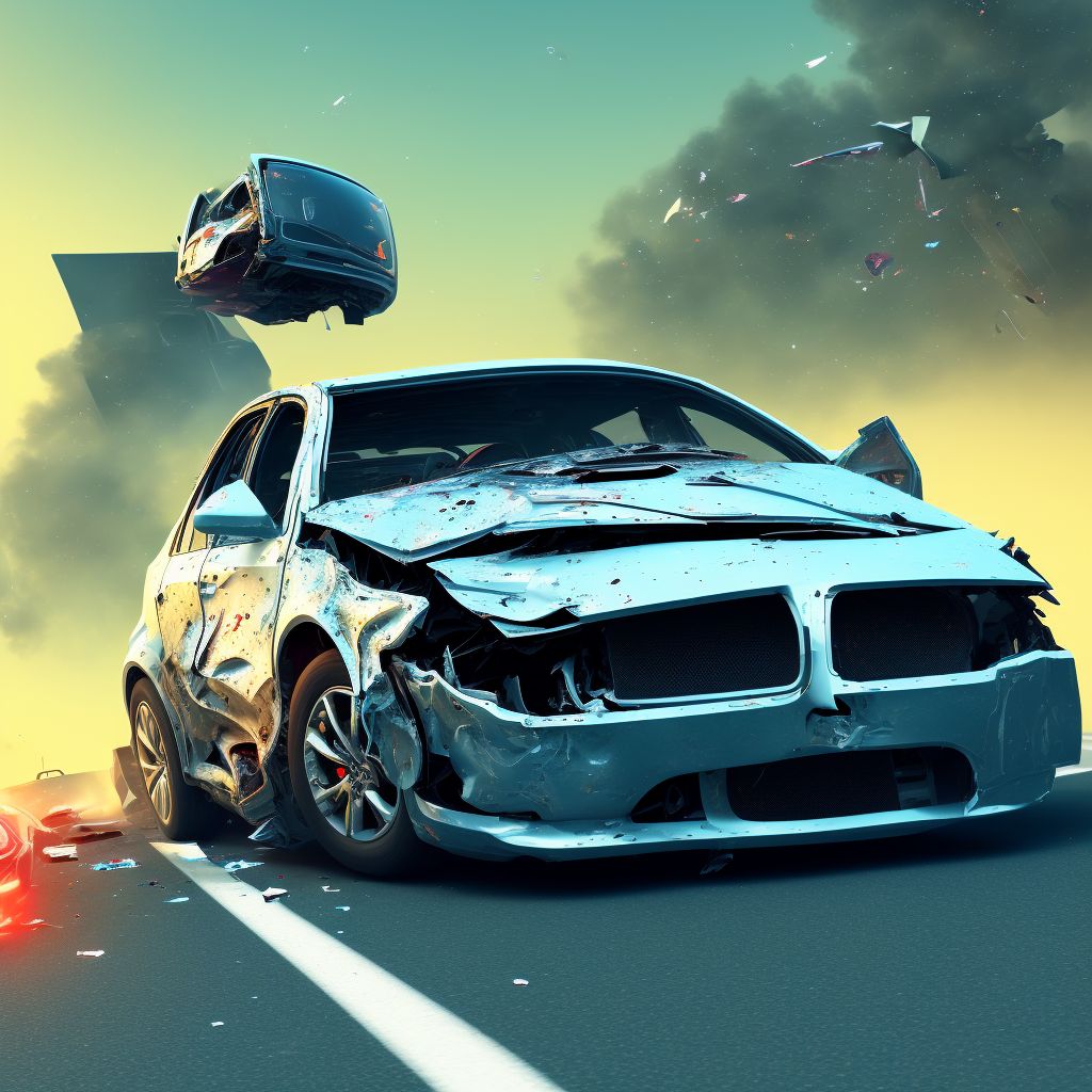 Car passenger injured in collision with other nonmotor vehicle in nontraffic accident, subsequent encounter digital illustration