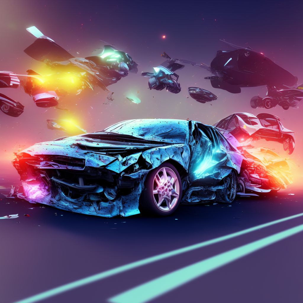 Car passenger injured in collision with other nonmotor vehicle in nontraffic accident, sequela digital illustration