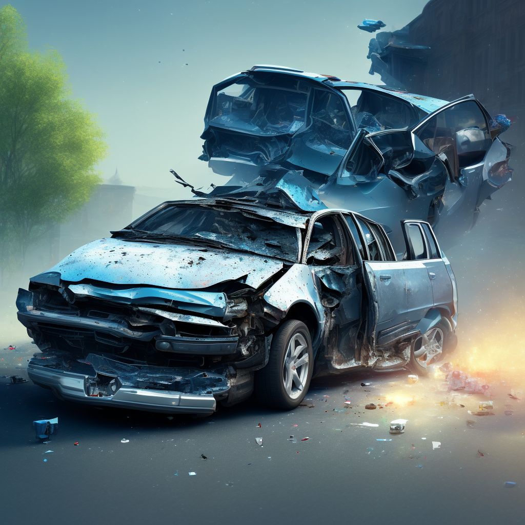 Person on outside of car injured in collision with other nonmotor vehicle in nontraffic accident, initial encounter digital illustration