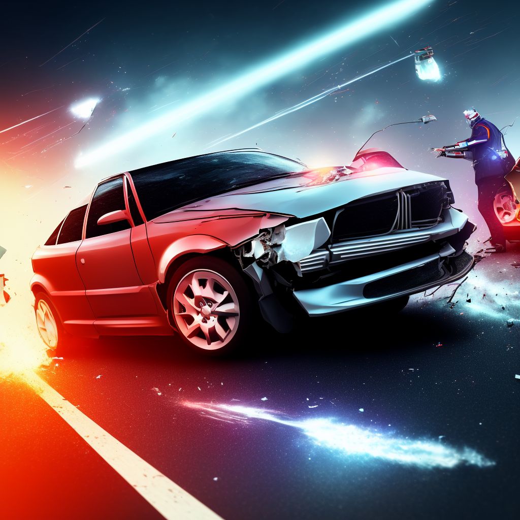 Car driver injured in collision with other nonmotor vehicle in traffic accident, subsequent encounter digital illustration