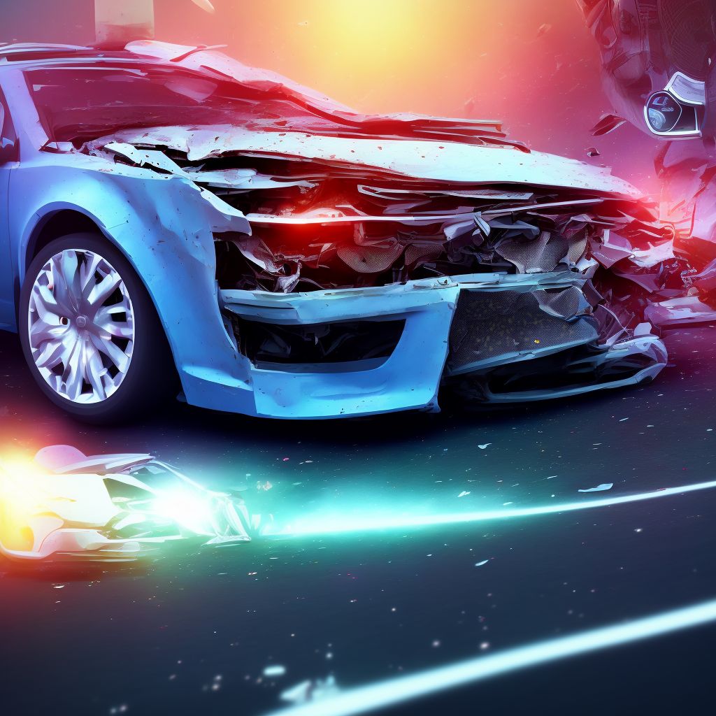 Car passenger injured in collision with other nonmotor vehicle in traffic accident, subsequent encounter digital illustration