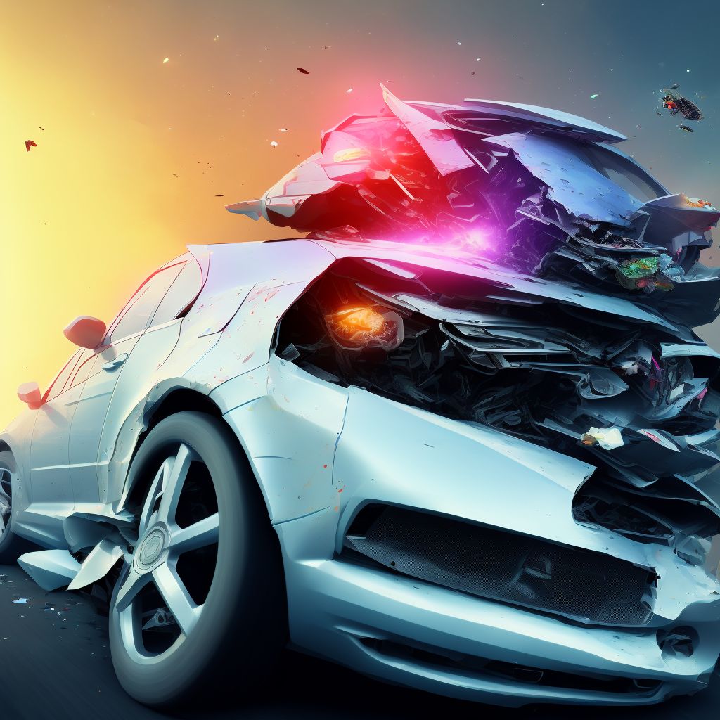 Car passenger injured in collision with other nonmotor vehicle in traffic accident, sequela digital illustration