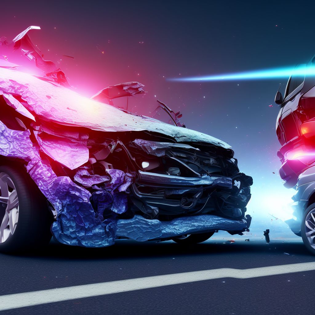 Person on outside of car injured in collision with other nonmotor vehicle in traffic accident, subsequent encounter digital illustration