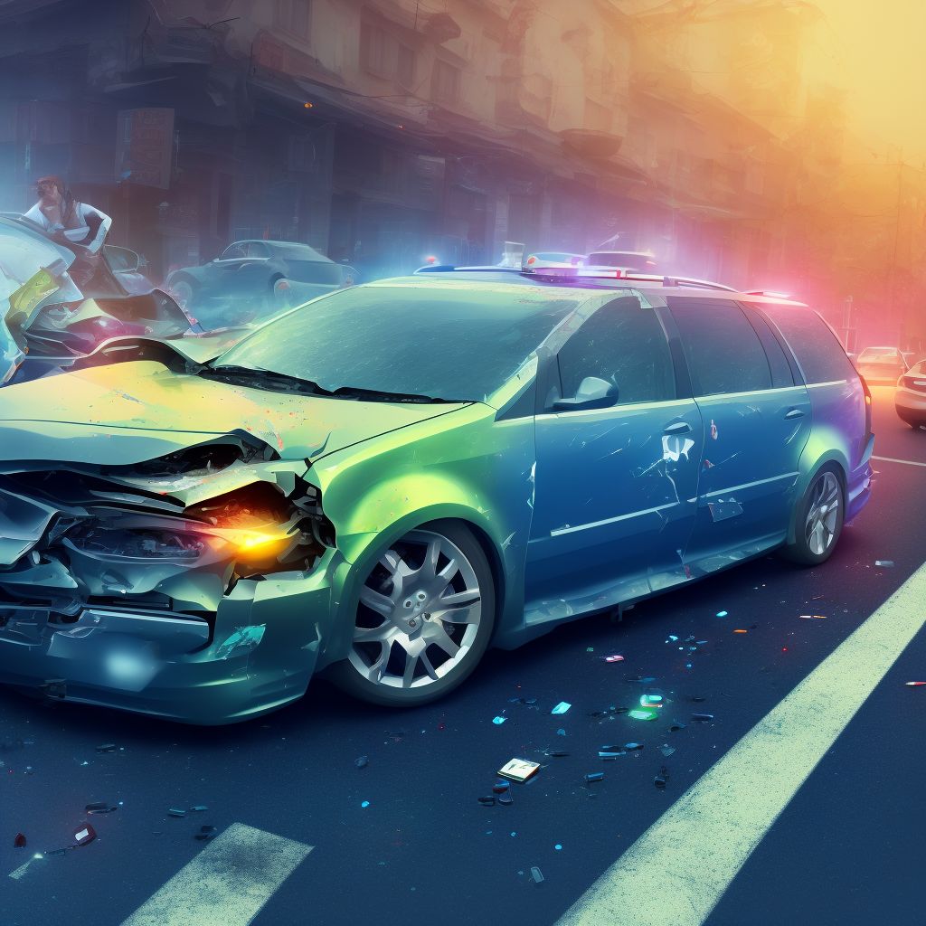 Person on outside of car injured in collision with other nonmotor vehicle in traffic accident, sequela digital illustration