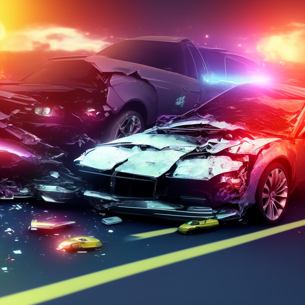 Unspecified car occupant injured in collision with other nonmotor vehicle in traffic accident, subsequent encounter digital illustration