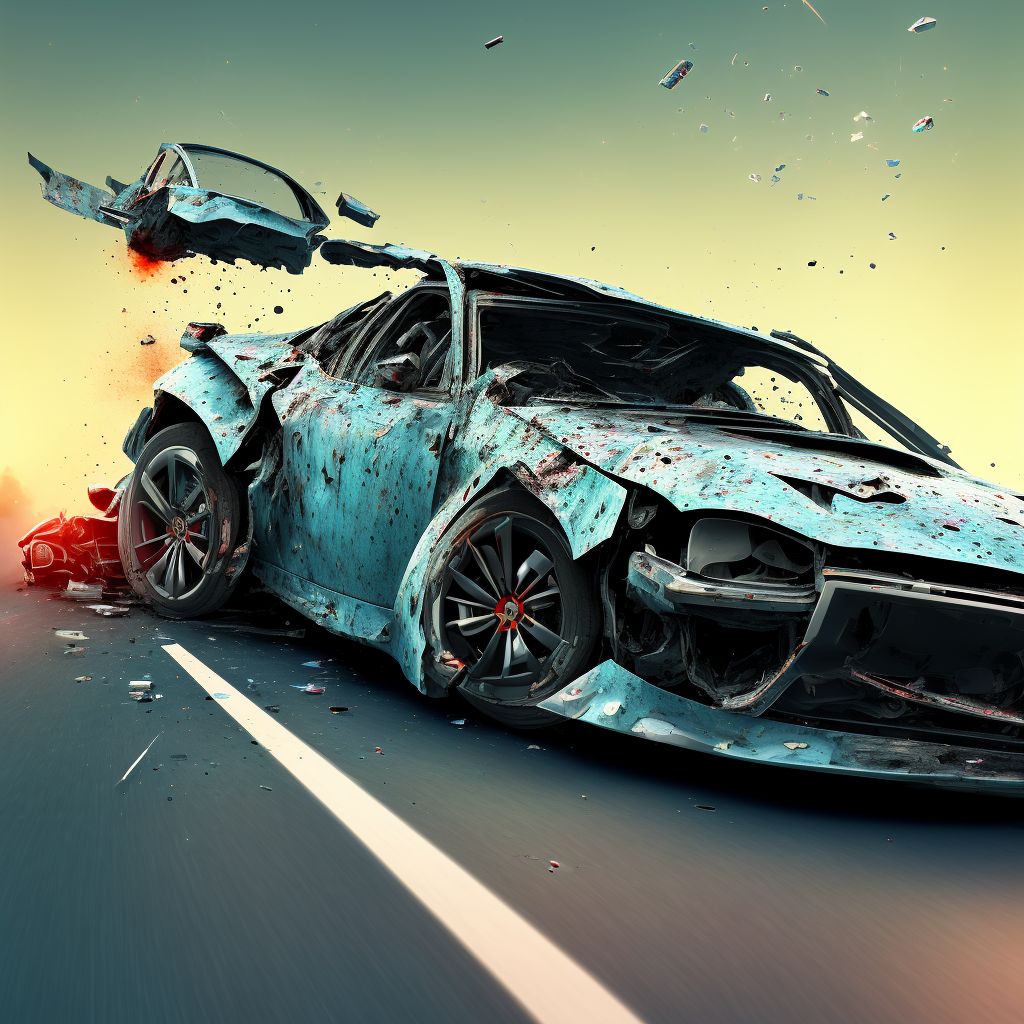 Unspecified occupant of other type car injured in collision with fixed or stationary object in nontraffic accident, subsequent encounter digital illustration