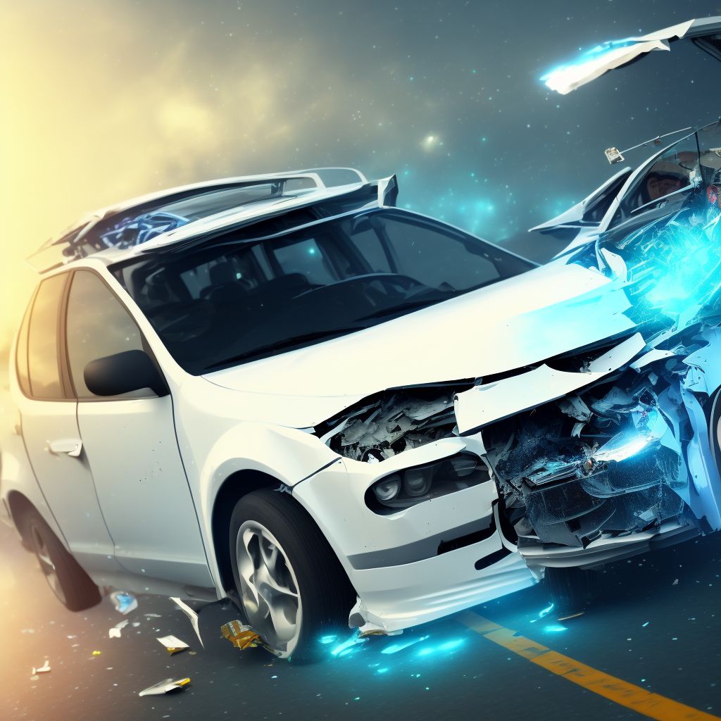 Person boarding or alighting a car injured in collision with fixed or stationary object, subsequent encounter digital illustration