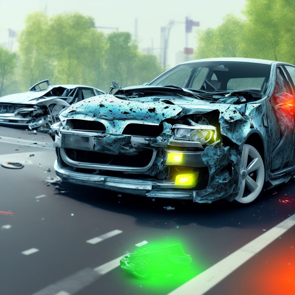 Unspecified occupant of other type car injured in collision with fixed or stationary object in traffic accident, sequela digital illustration