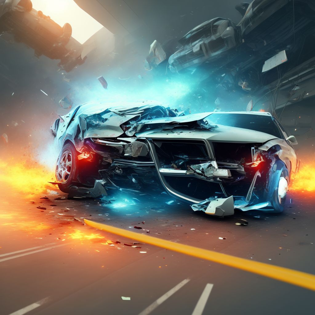 Car passenger injured in noncollision transport accident in nontraffic accident, subsequent encounter digital illustration