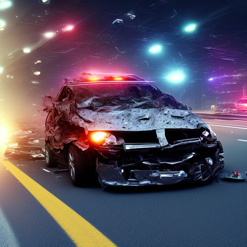 Car driver injured in noncollision transport accident in traffic accident, initial encounter digital illustration