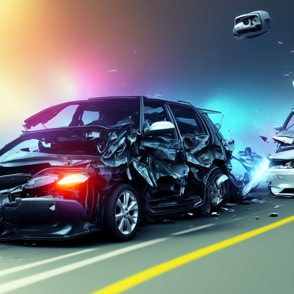 Car driver injured in noncollision transport accident in traffic accident, sequela digital illustration