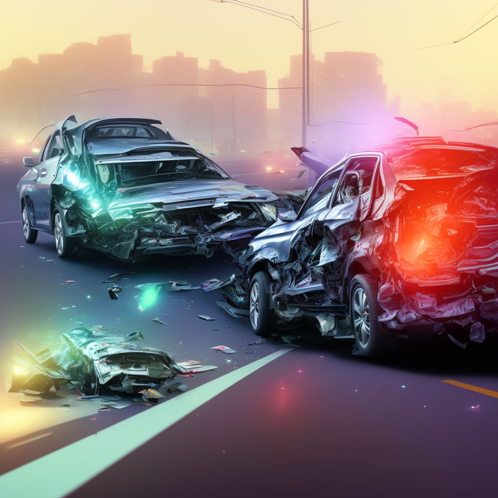 Car passenger injured in noncollision transport accident in traffic accident, initial encounter digital illustration