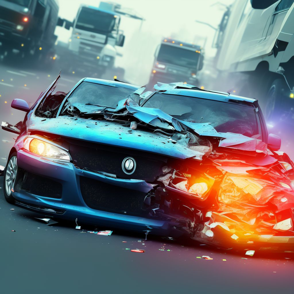 Car passenger injured in noncollision transport accident in traffic accident, subsequent encounter digital illustration