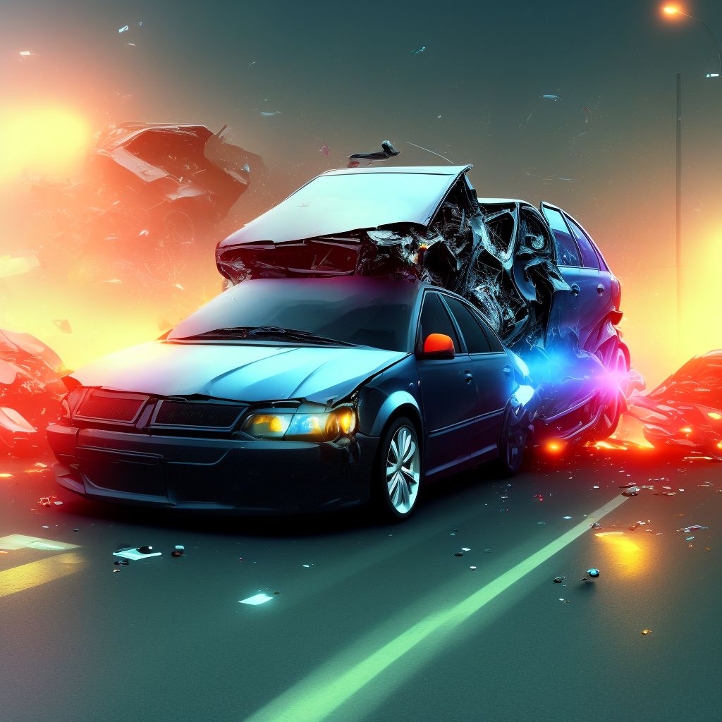 Person on outside of car injured in noncollision transport accident in traffic accident, sequela digital illustration