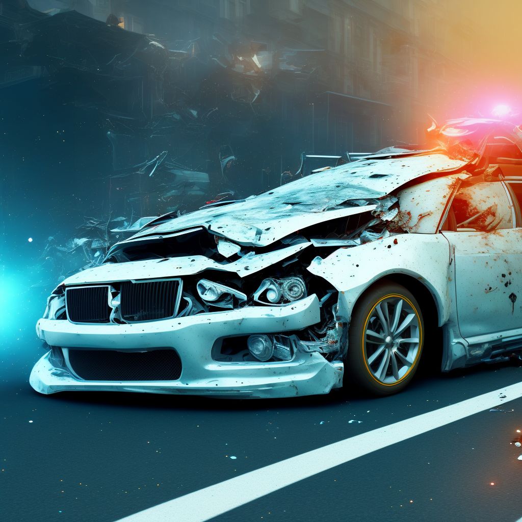 Driver injured in collision with unspecified motor vehicles in nontraffic accident, subsequent encounter digital illustration