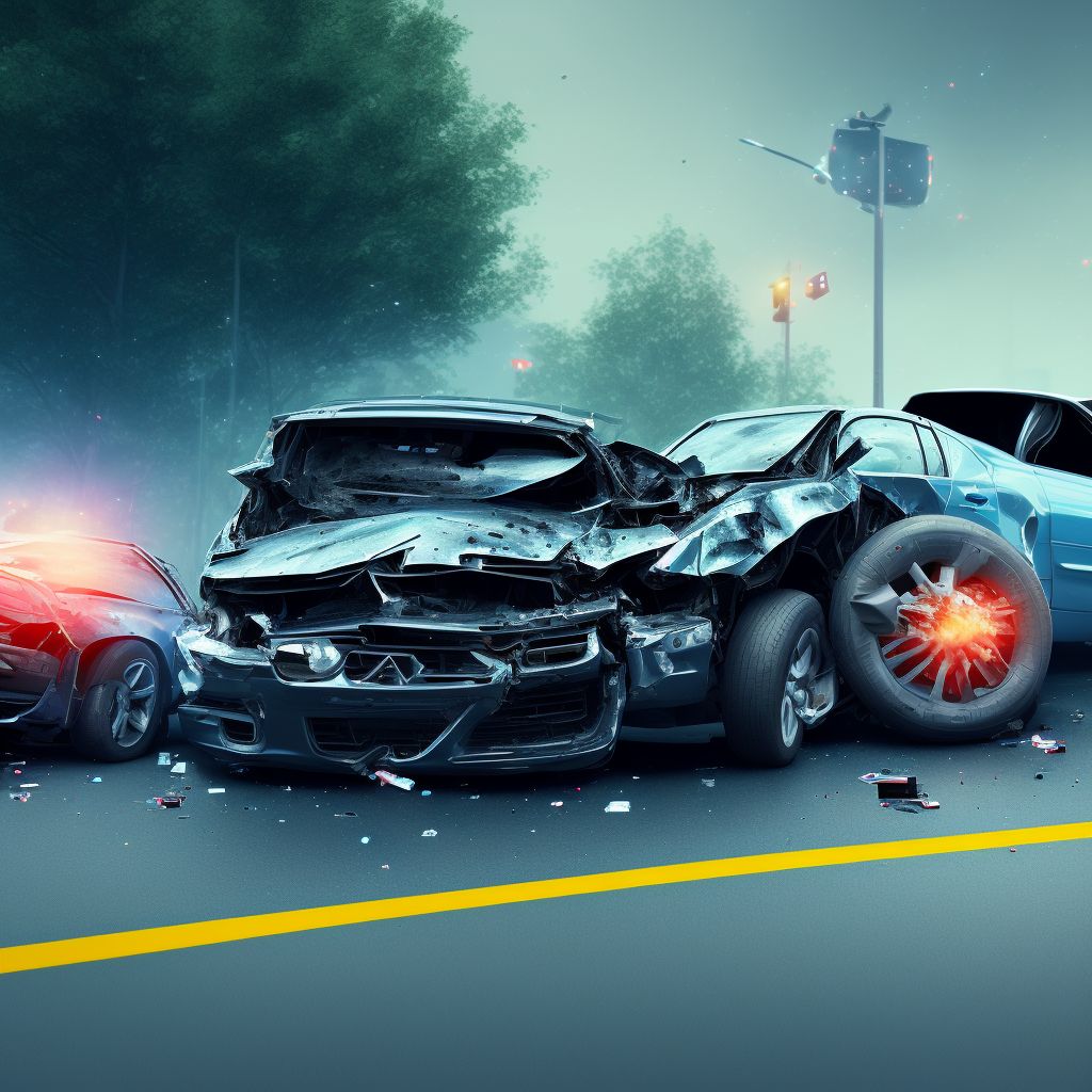 Driver injured in collision with other motor vehicles in nontraffic accident, initial encounter digital illustration