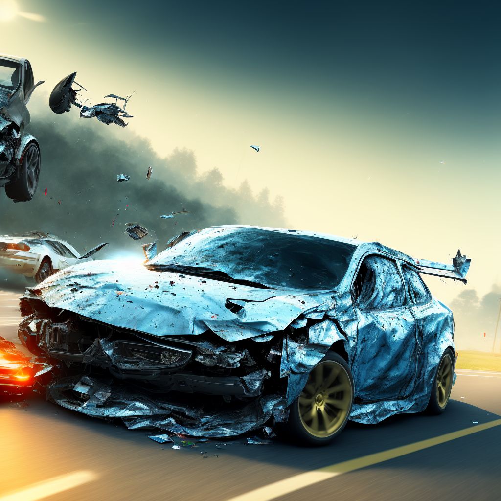 Passenger injured in collision with other motor vehicles in nontraffic accident, initial encounter digital illustration