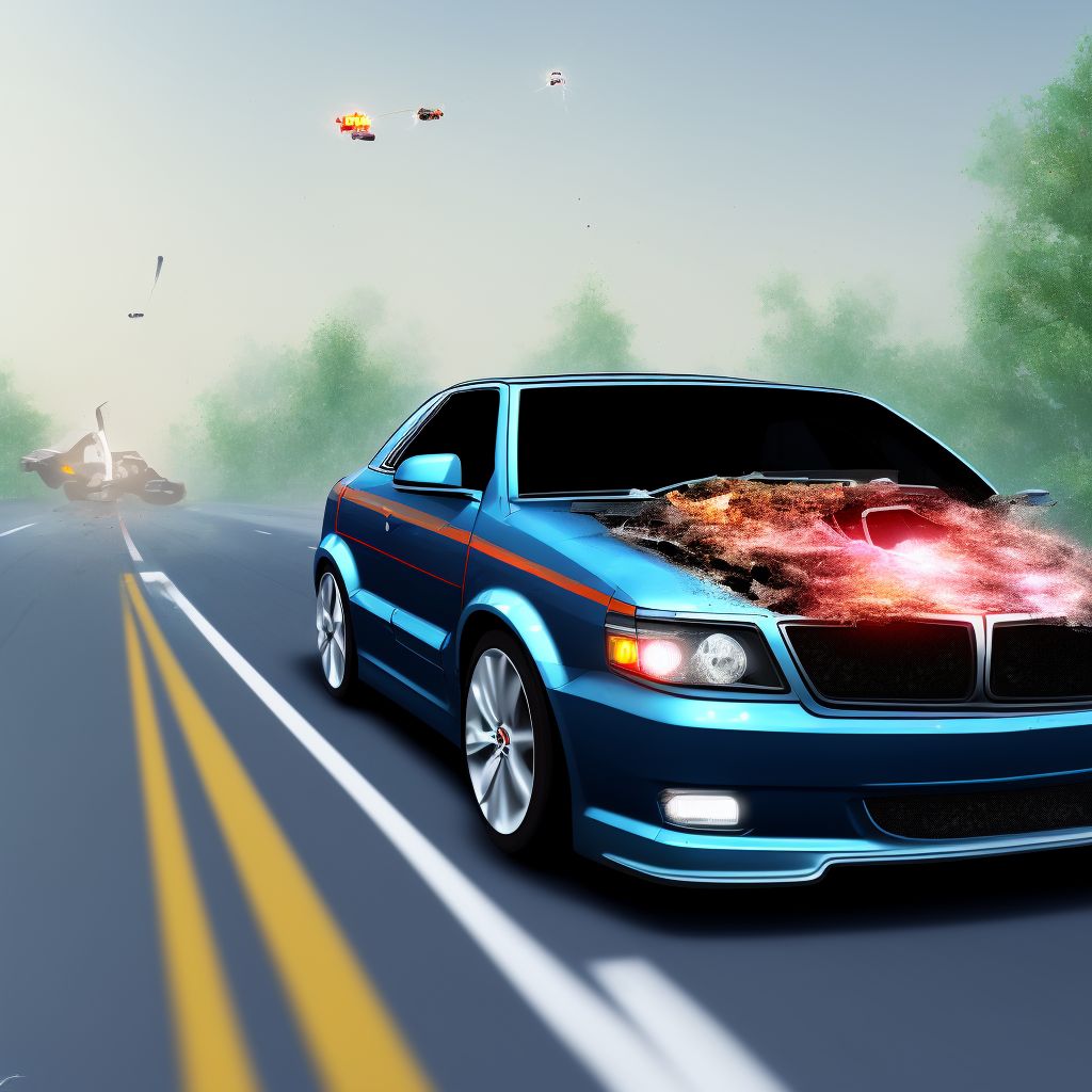 Unspecified car occupant injured in collision with unspecified motor vehicles in nontraffic accident, subsequent encounter digital illustration