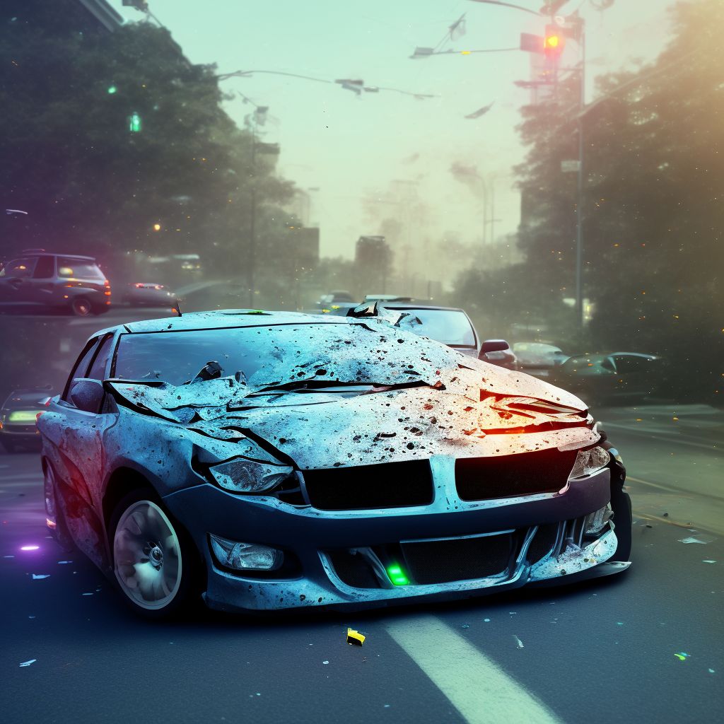 Car occupant (driver) (passenger) injured in unspecified nontraffic accident, initial encounter digital illustration