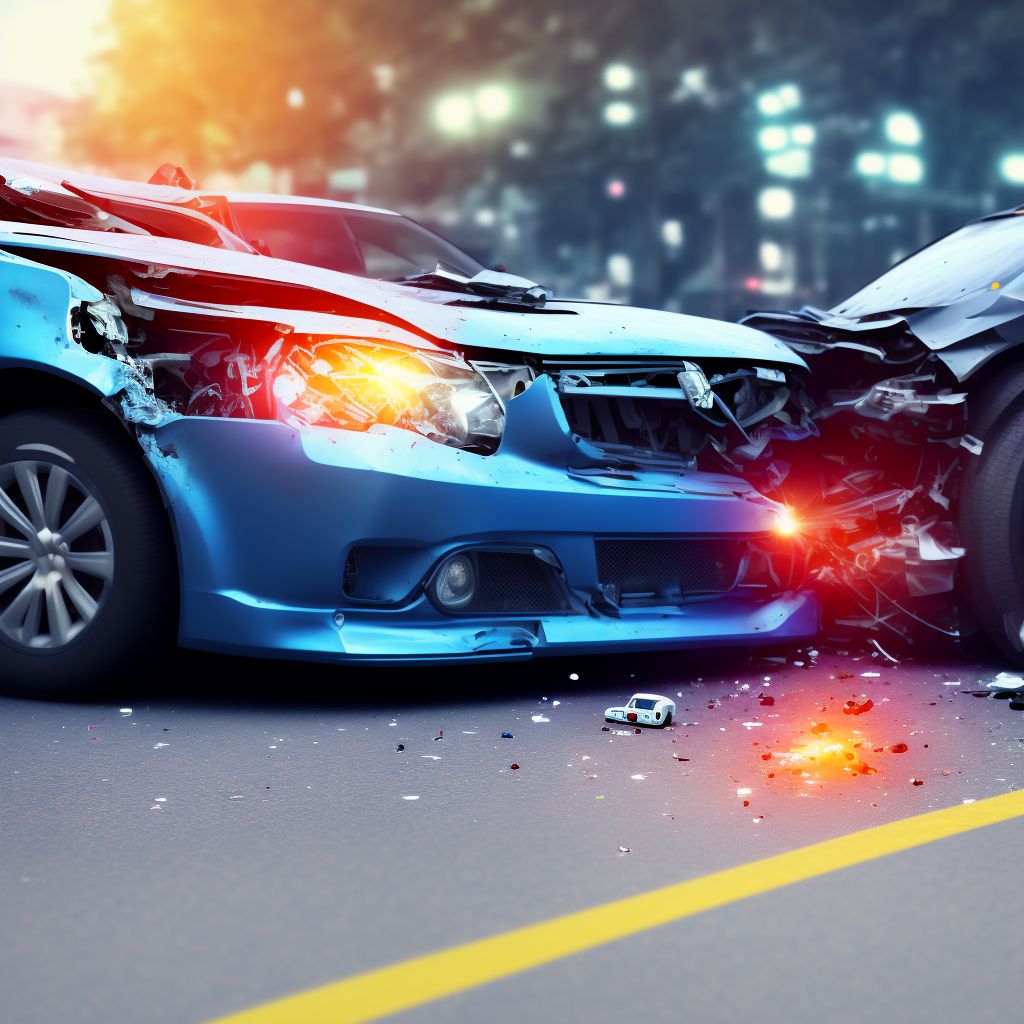 Driver injured in collision with unspecified motor vehicles in traffic accident, sequela digital illustration