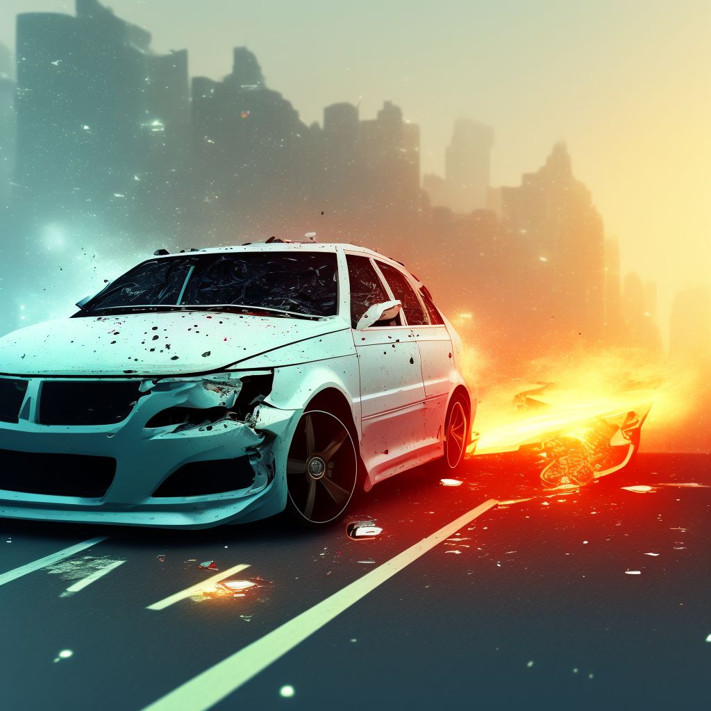 Car occupant (driver) (passenger) injured in unspecified traffic accident, subsequent encounter digital illustration