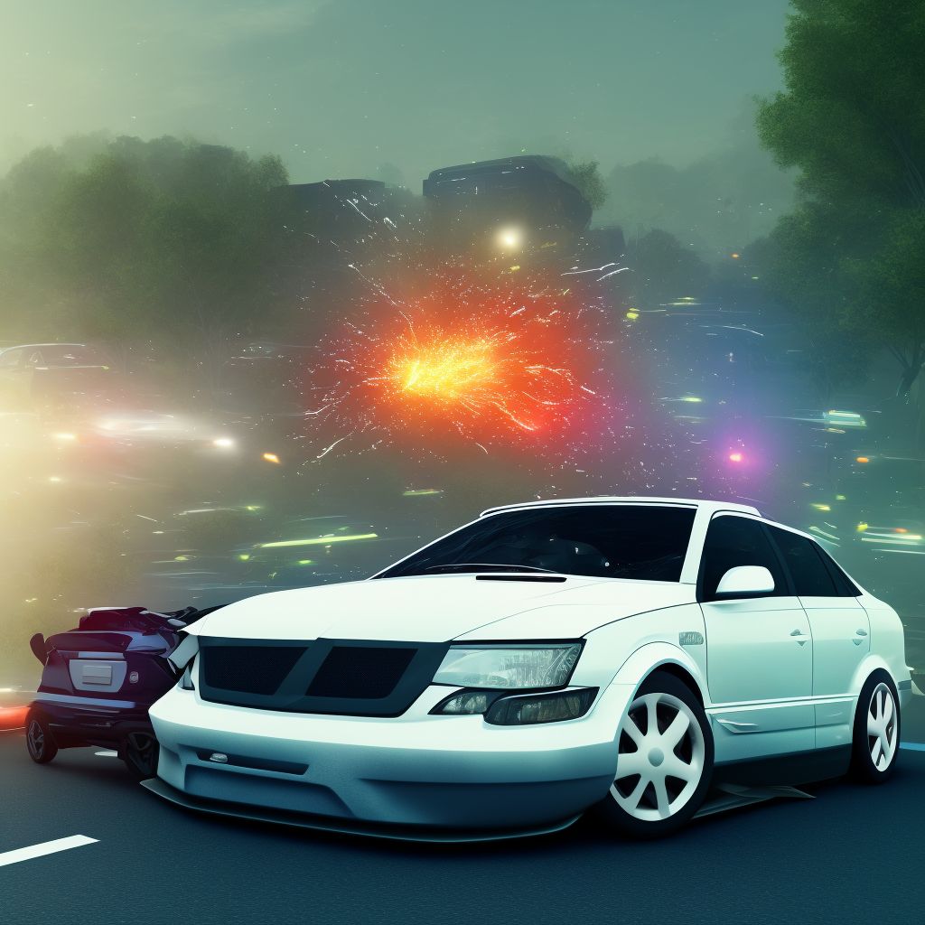 Car occupant (driver) (passenger) injured in unspecified traffic accident, sequela digital illustration