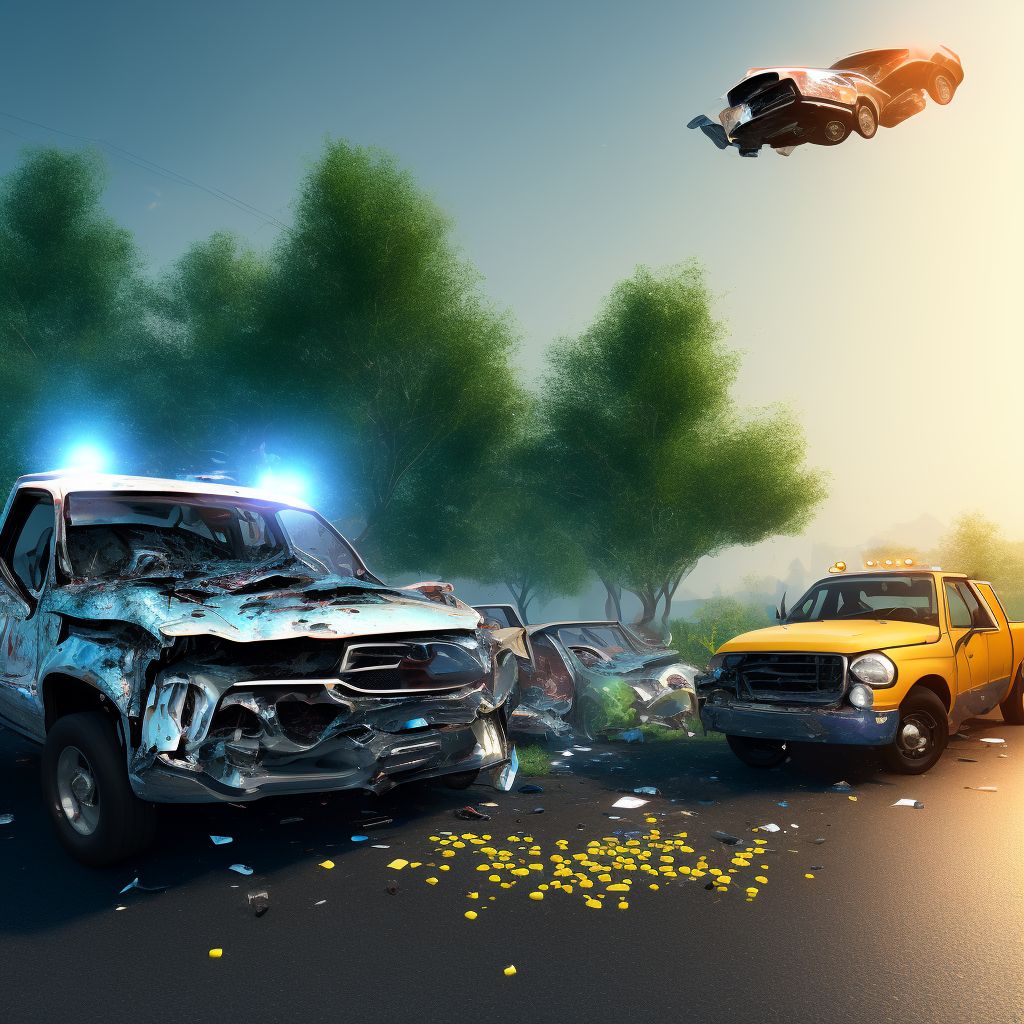 Unspecified occupant of pick-up truck or van injured in collision with pedestrian or animal in nontraffic accident, initial encounter digital illustration