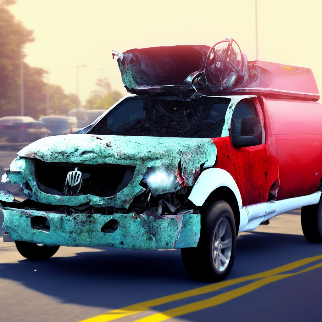 Passenger in pick-up truck or van injured in collision with pedal cycle in nontraffic accident, sequela digital illustration