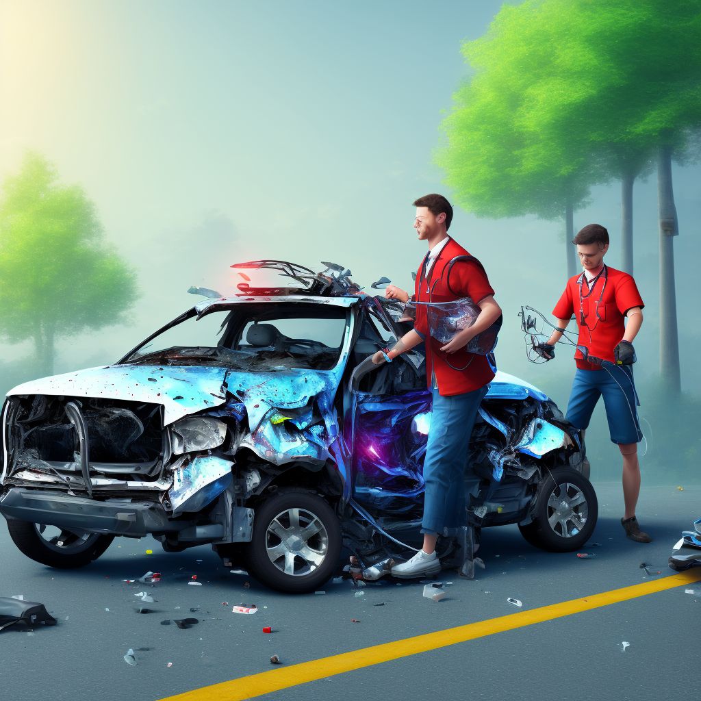 Person on outside of pick-up truck or van injured in collision with pedal cycle in nontraffic accident, initial encounter digital illustration