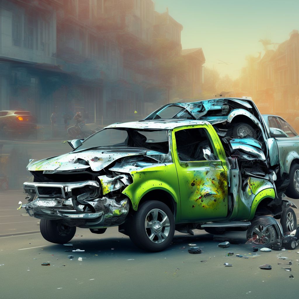 Unspecified occupant of pick-up truck or van injured in collision with pedal cycle in nontraffic accident, subsequent encounter digital illustration