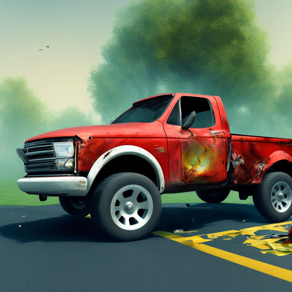 Driver of pick-up truck or van injured in collision with two- or three-wheeled motor vehicle in nontraffic accident, sequela digital illustration