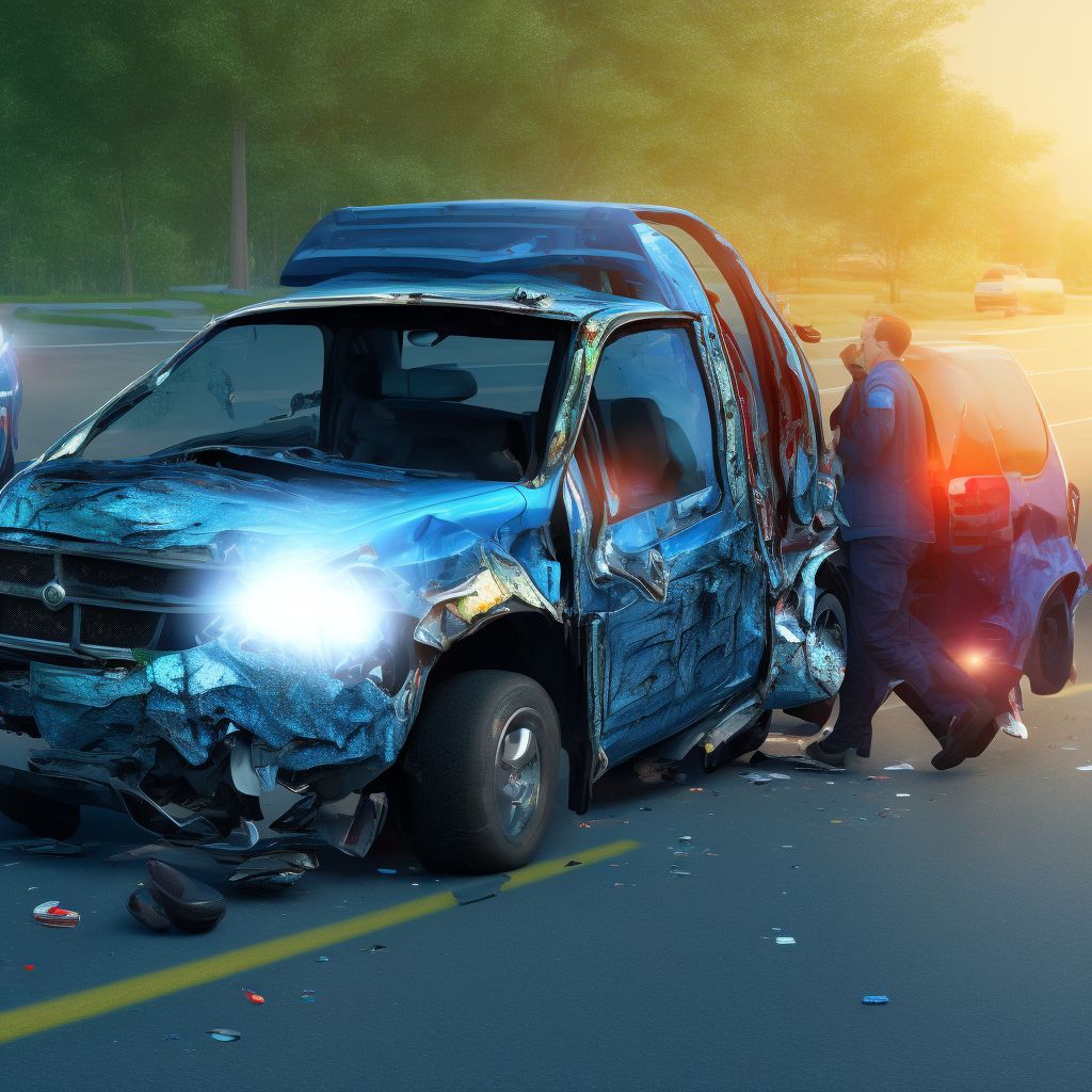 Passenger in pick-up truck or van injured in collision with two- or three-wheeled motor vehicle in nontraffic accident, initial encounter digital illustration