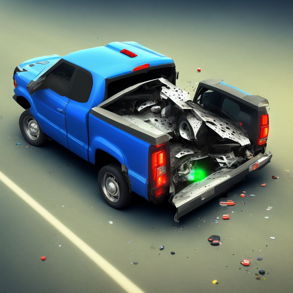 Unspecified occupant of pick-up truck or van injured in collision with two- or three-wheeled motor vehicle in nontraffic accident, sequela digital illustration