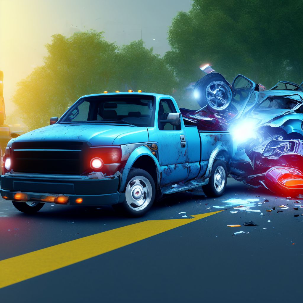 Driver of pick-up truck or van injured in collision with two- or three-wheeled motor vehicle in traffic accident, sequela digital illustration