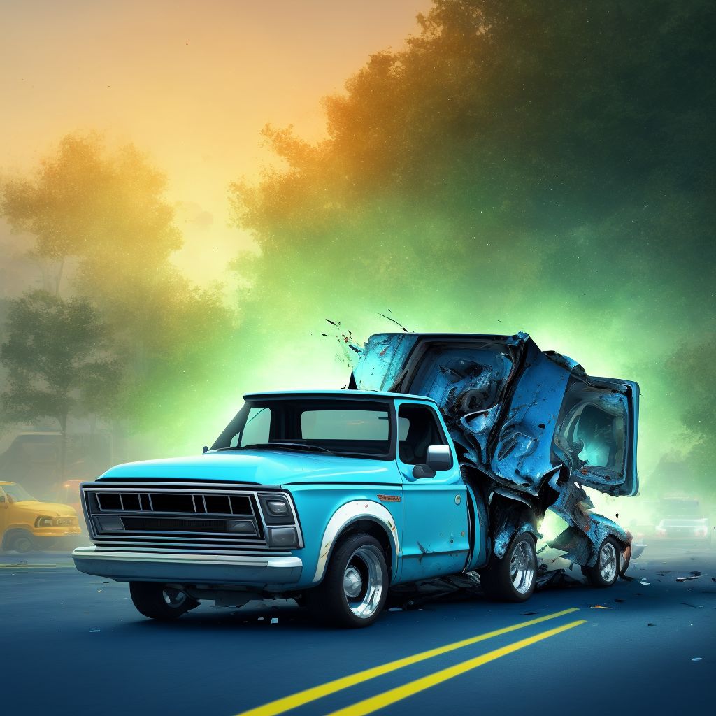 Driver of pick-up truck or van injured in collision with car, pick-up truck or van in nontraffic accident, initial encounter digital illustration