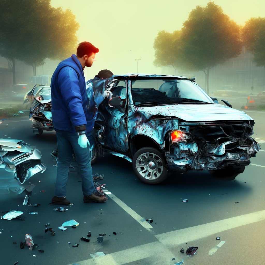 Person on outside of pick-up truck or van injured in collision with car, pick-up truck or van in nontraffic accident, initial encounter digital illustration