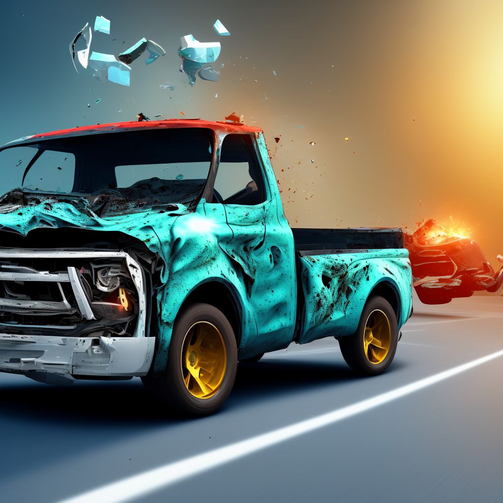 Unspecified occupant of pick-up truck or van injured in collision with car, pick-up truck or van in nontraffic accident, subsequent encounter digital illustration