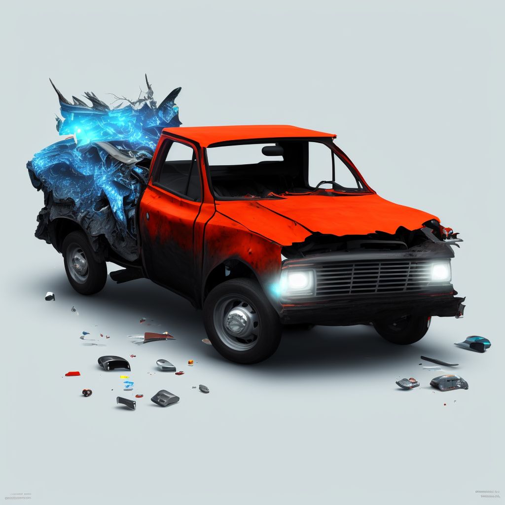 Unspecified occupant of pick-up truck or van injured in collision with car, pick-up truck or van in nontraffic accident, sequela digital illustration