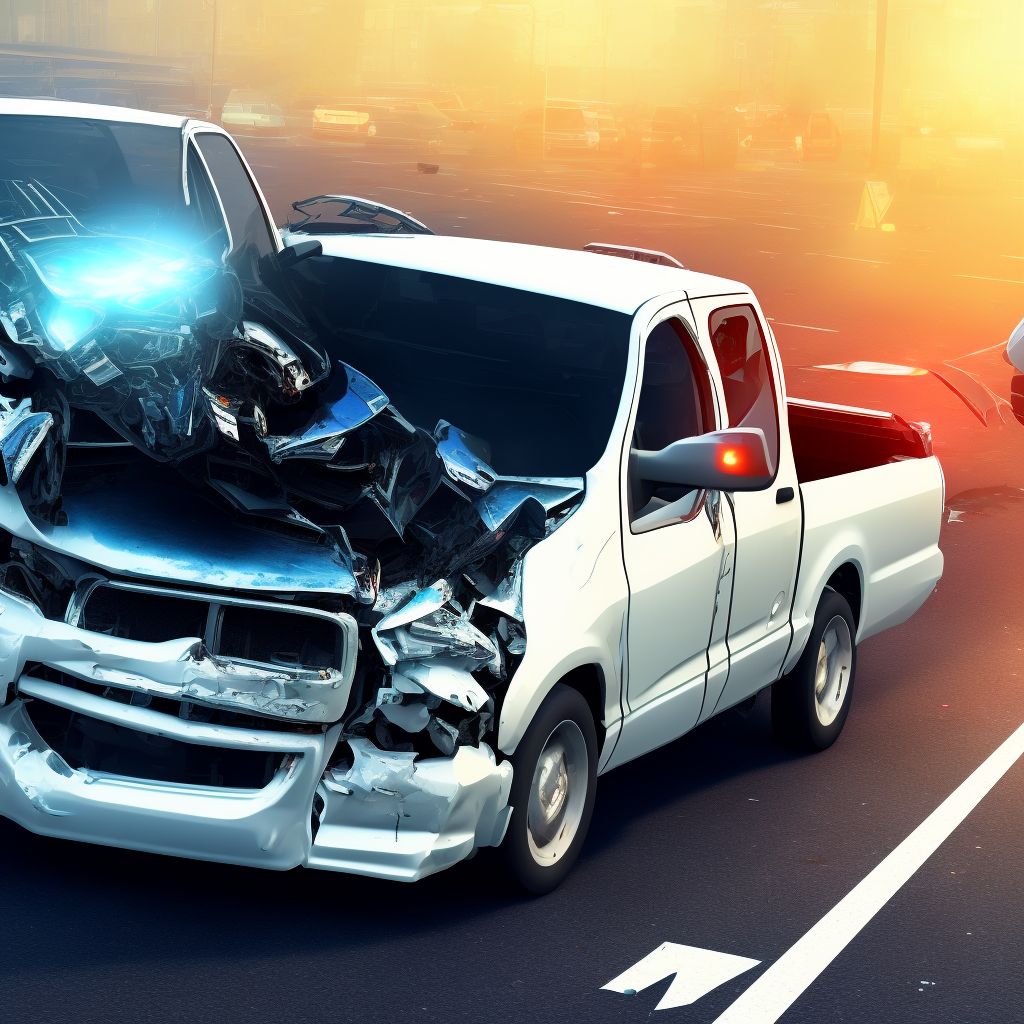 Passenger in pick-up truck or van injured in collision with car, pick-up truck or van in traffic accident, subsequent encounter digital illustration