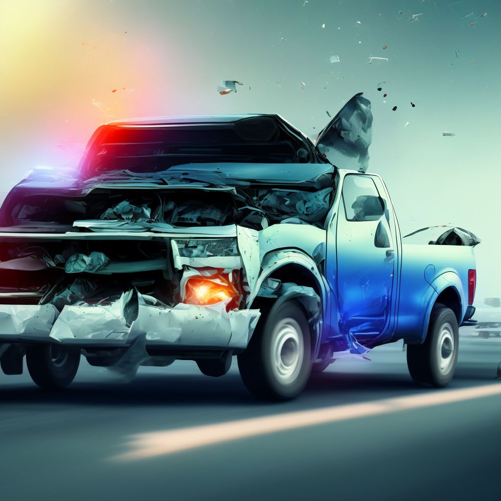 Passenger in pick-up truck or van injured in collision with car, pick-up truck or van in traffic accident, sequela digital illustration