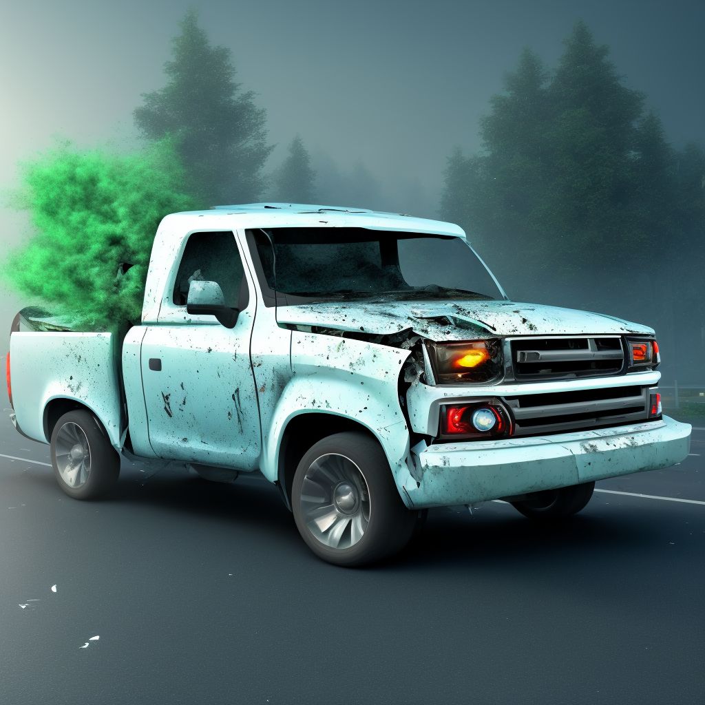 Unspecified occupant of pick-up truck or van injured in collision with car, pick-up truck or van in traffic accident, initial encounter digital illustration