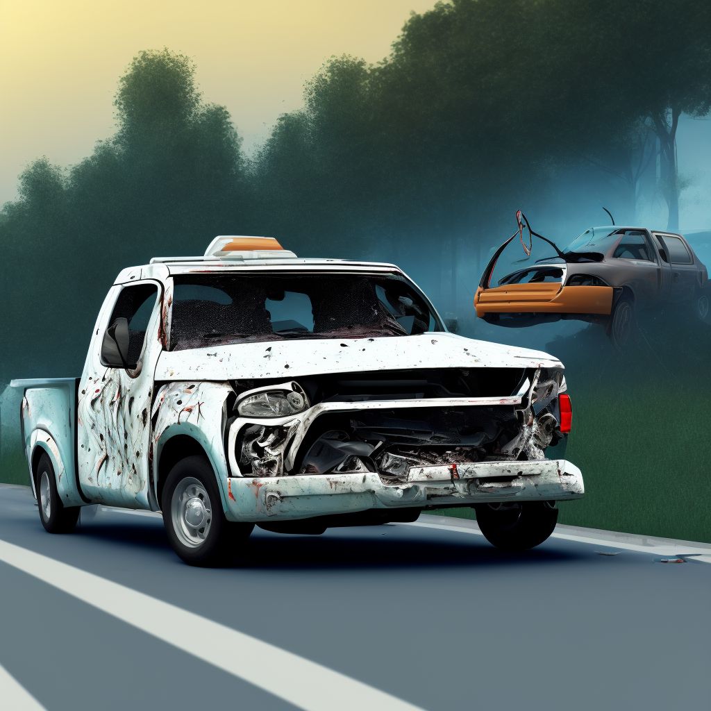 Unspecified occupant of pick-up truck or van injured in collision with car, pick-up truck or van in traffic accident, sequela digital illustration