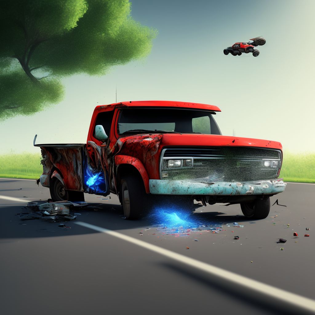 Driver of pick-up truck or van injured in collision with other nonmotor vehicle in nontraffic accident, subsequent encounter digital illustration