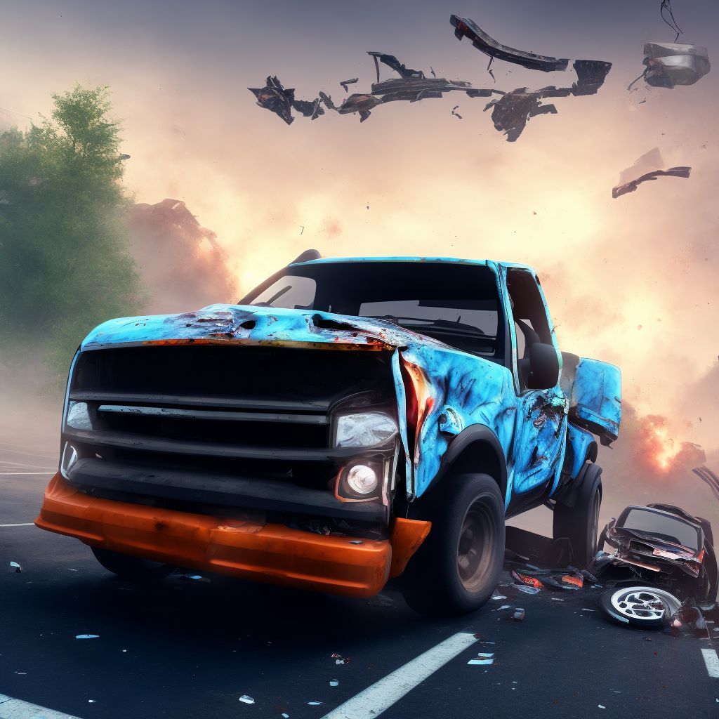 Driver of pick-up truck or van injured in collision with other nonmotor vehicle in nontraffic accident, sequela digital illustration