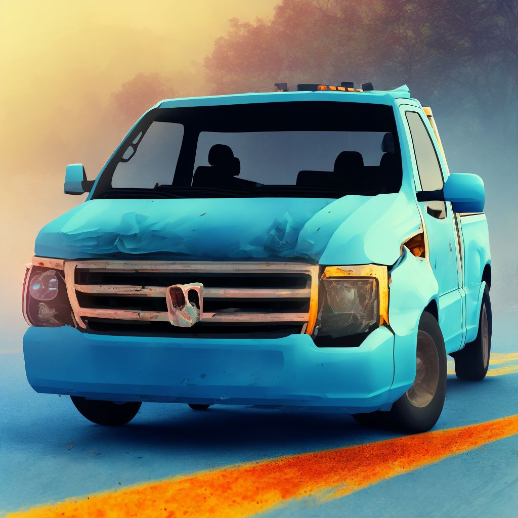 Passenger in pick-up truck or van injured in collision with other nonmotor vehicle in nontraffic accident, subsequent encounter digital illustration